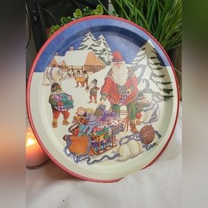 Vintage Creative Concepts Tin Christmas Platter-santa